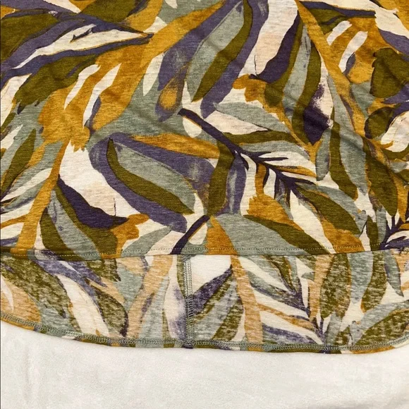 Rachel Zoe Multicolor Leaf Print Short Sleeve Linen Women’s Top Size 2X - Picture 5 of 5